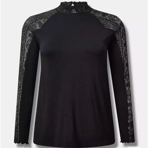 Torrid Super Soft Lace Mock Neck Long Sleeve Top